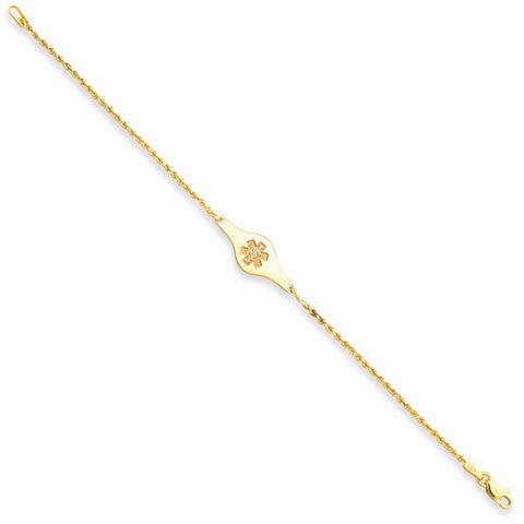 14K Yellow Gold Non-Enameled Medical Jewelry Childrens Bracelet