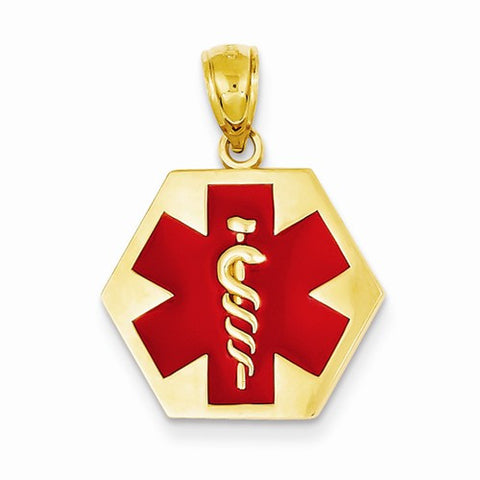 14k Gold Enameled Medical Disk pendant, Pendants for Necklace