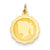 14k Gold Girl Head on .009 Gauge Engravable Scalloped Disc Charm hide-image