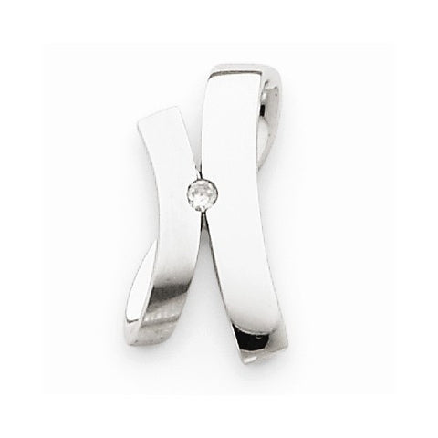 14k White Gold Diamond Chain Slide Pendant, Pendants for Necklace