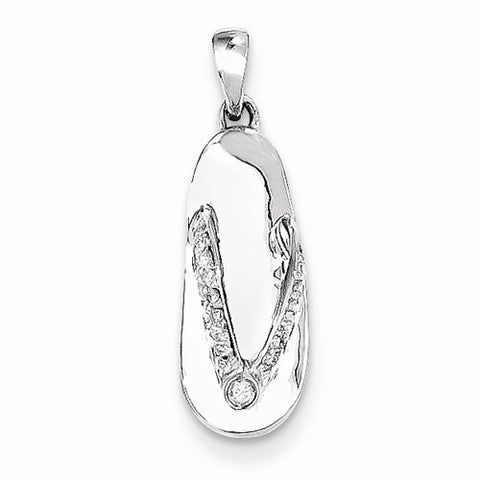 14k White Gold AA Quality Completed Diamond Sandal Pendant, Quality AA (G-H Color, SI1-SI2 Clarity)