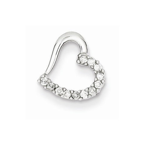 14k White Gold .1ct A Quality Fancy Diamond Heart Pendant, Quality A (G-I Color, SI2 Clarity)