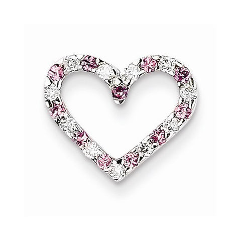 14k White Gold Pink Sapphire & Diamond Chain Slide Pendant, Quality AA (G-H Color, SI1-SI2 Clarity, 0.15 cttw)