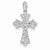 14k White Gold Fleur De Lis Diamond Cross Pendant, Quality AA (G-H Color, SI1-SI2 Clarity)