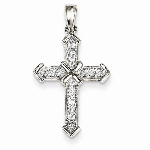 14k White Gold Passion Diamond Cross Pendant, Quality AA (G-H Color, SI1-SI2 Clarity, 0.19 cttw)