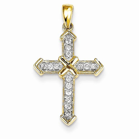 14k Gold Passion Diamond Cross Pendant, Quality AA (G-H Color, SI1-SI2 Clarity, 0.19 cttw)