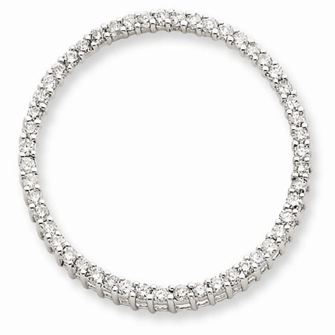 14k White Gold Diamond Circle Pendant, Quality AA (G-H Color, SI1-SI2 Clarity, 0.955 cttw)
