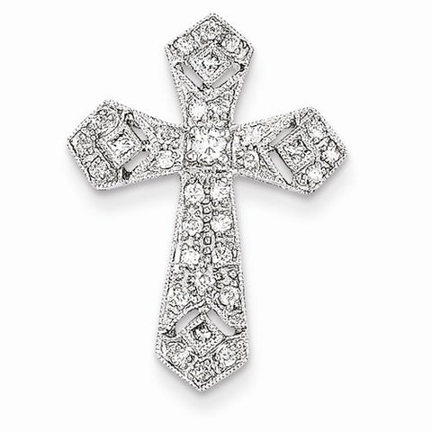 14k White Gold Passion Diamond Cross Pendant, Quality AA (G-H Color, SI1-SI2 Clarity, 0.32 cttw)