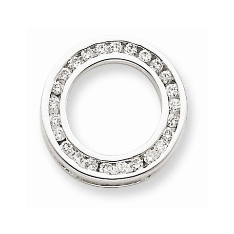 14k White Gold Diamond Circle Pendant, Quality AA (G-H Color, SI1-SI2 Clarity, 0.253 cttw)