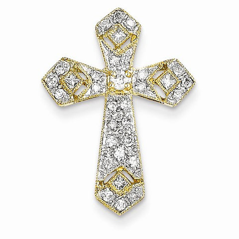 14k Gold Passion Diamond Cross Pendant, Quality AA (G-H Color, SI1-SI2 Clarity, 0.32 cttw)