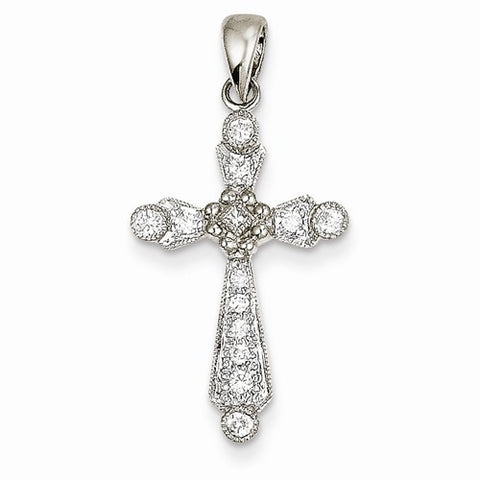 14k White Gold Diamond Cross pendant, Quality AA (G-H Color, SI1-SI2 Clarity, 0.2 cttw), Pendants for Necklace