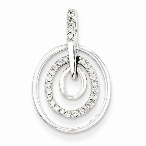 14k White Gold Triple Circle Diamond Pendant, Quality AA (G-H Color, SI1-SI2 Clarity)