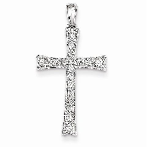 14k White Gold Diamond Cross pendant, Quality AA (G-H Color, SI1-SI2 Clarity, 0.19 cttw), Pretty Pendants for Necklace