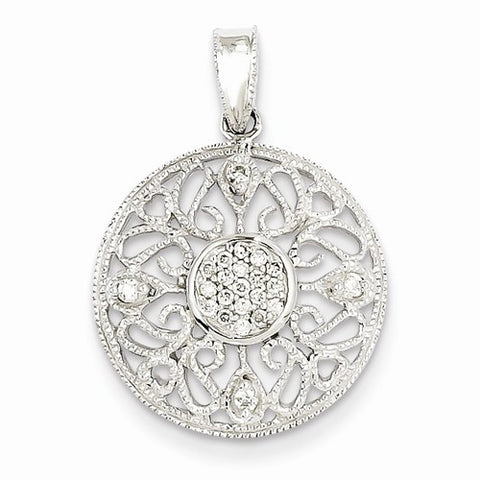 14k White Gold Diamond Circle pendant, Quality AA (G-H Color, SI1-SI2 Clarity, 0.13 cttw), Lovely Pendants for Necklace