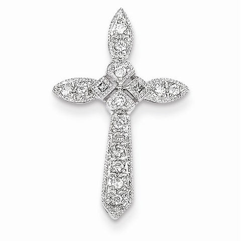 14k White Gold Diamond Cross pendant, Quality AA (G-H Color, SI1-SI2 Clarity, 0.15 cttw), Quality Pendants for Necklace
