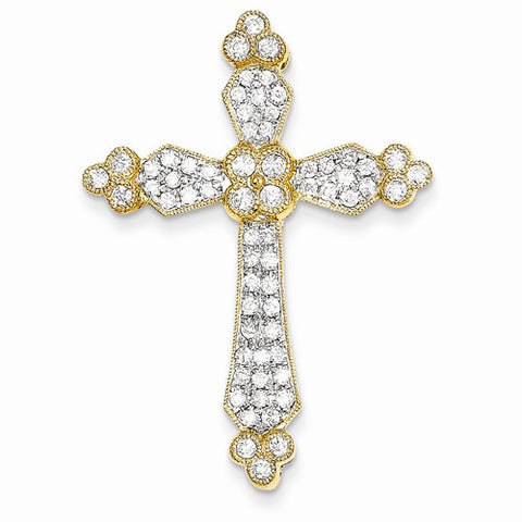 14k Gold Diamond Cross Pendant, Quality AA (G-H Color, SI1-SI2 Clarity, 0.78 cttw)