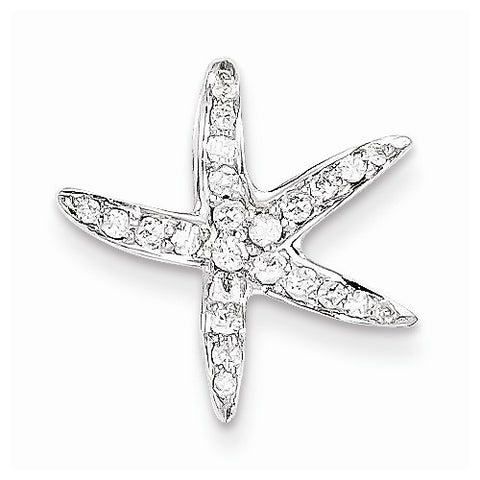 14k White Gold Diamond Starfish Pendant, Quality AA (G-H Color, SI1-SI2 Clarity)