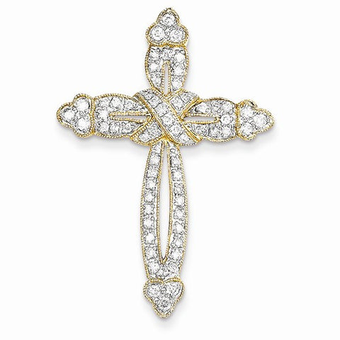 14k Gold Diamond Cross Pendant, Quality AA (G-H Color, SI1-SI2 Clarity, 0.57 cttw)