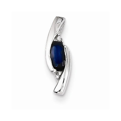 14k White Gold Diamond and Sapphire pendant, Fine Pendants for Necklace