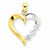 14k Gold Two-tone Three Stone Diamond Heart Pendant, Quality AA (G-H Color, SI1-SI2 Clarity)
