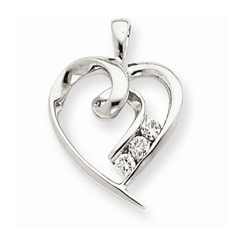 14k White Gold Diamond Heart pendant, Quality AA (G-H Color, SI1-SI2 Clarity, 0.1 cttw), Adorable Pendants for Necklace
