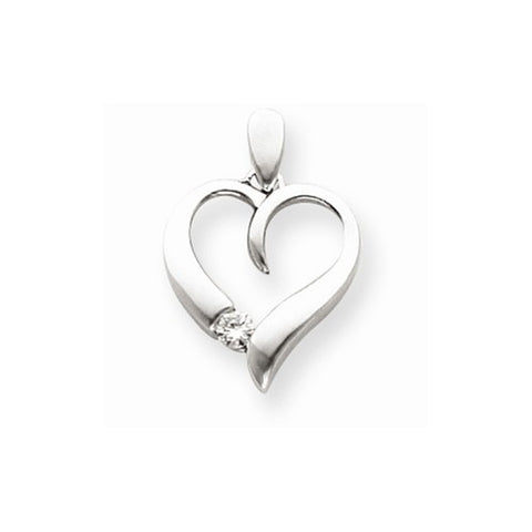 14k White Gold Diamond Heart Pendant, Quality AA (G-H Color, SI1-SI2 Clarity, 0.09 cttw)