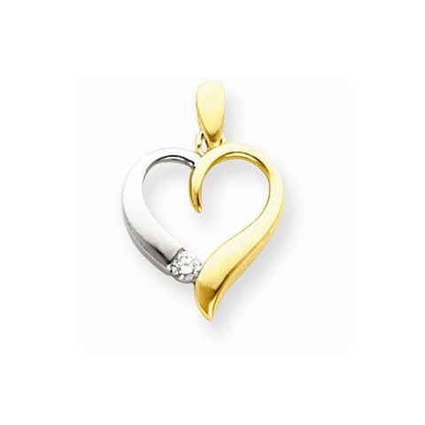 14k Gold Two-tone Diamond Heart Pendant, Pendants for Necklace