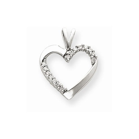 14k White Gold Diamond Heart pendant, Quality AA (G-H Color, SI1-SI2 Clarity, 0.15 cttw), Beautiful Pendants for Necklace