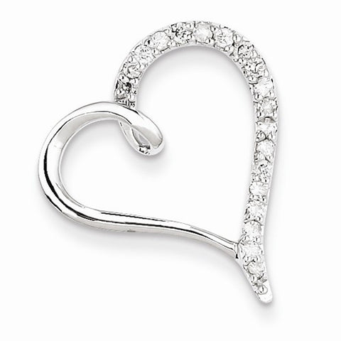 14k White Gold Diamond Heart Slide Pendant, Quality AA (G-H Color, SI1-SI2 Clarity, 0.22 cttw)