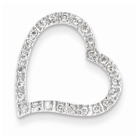 14k White Gold Diamond Heart Slide Pendant, Quality AA (G-H Color, SI1-SI2 Clarity, 0.206 cttw)