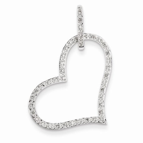 14k White Gold Diamond Heart pendant, Quality AA (G-H Color, SI1-SI2 Clarity, 0.15 cttw), Delightful Pendants for Necklace
