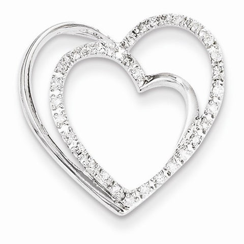 14k White Gold Diamond Heart Slide Pendant, Quality AA (G-H Color, SI1-SI2 Clarity, 0.2 cttw), Fine Pendants for Necklace