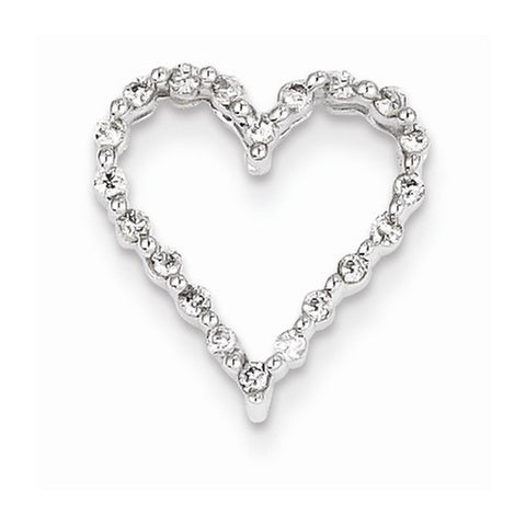 14k White Gold Diamond Heart Slide Pendant, Quality AA (G-H Color, SI1-SI2 Clarity, 0.2 cttw), Pendants for Necklace