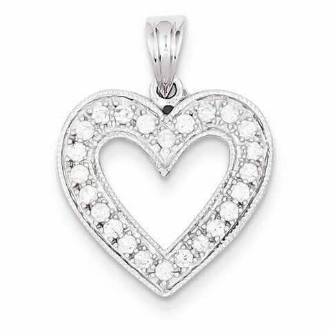 14k White Gold Diamond Heart Pendant, Quality AA (G-H Color, SI1-SI2 Clarity, 0.33 cttw)