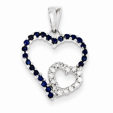 14k White Gold Diamond and Sapphire pendant, Exquisite Pendants for Necklace