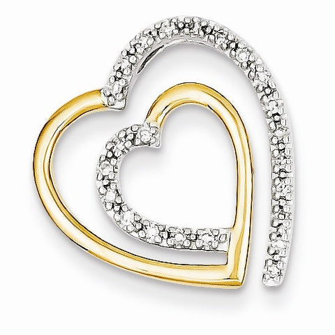 14k Gold Two-tone Diamond Heart pendant, Quality AA (G-H Color, SI1-SI2 Clarity, 0.09 cttw), Stylish Pendants for Necklace