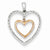 14k Gold Two-tone Double Heart Diamond Pendant, Quality AA (G-H Color, SI1-SI2 Clarity)