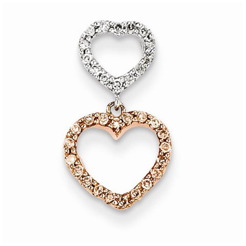 14k Gold Two-tone Rose Diamond Heart Slide Pendant, Quality AA (G-H Color, SI1-SI2 Clarity)