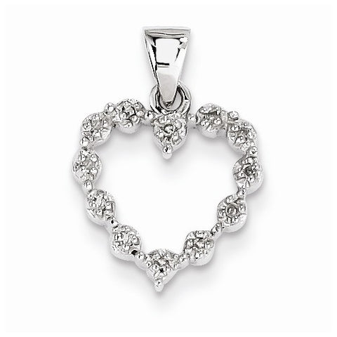 14k White Gold Diamond Heart Pendant, Quality AA, Pendants for Necklace