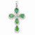 14k White Gold Diamond & Emerald Cross Pendant, Quality A (G-I Color, SI2 Clarity)
