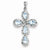 14k White Gold Diamond & Aquamarine Cross Pendant, Quality A (G-I Color, SI2 Clarity)
