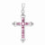 14k White Gold Diamond & Pink Sapphire Cross Pendant, Quality A (G-I Color, SI2 Clarity, 0.01 cttw)
