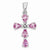 14k White Gold Diamond & Pink Sapphire Cross Pendant, Quality A (G-I Color, SI2 Clarity, cttw)