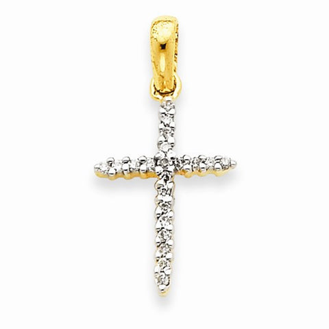 14k Gold Diamond Cross Pendant, Quality A (G-I Color, SI2 Clarity, 0.165 cttw)