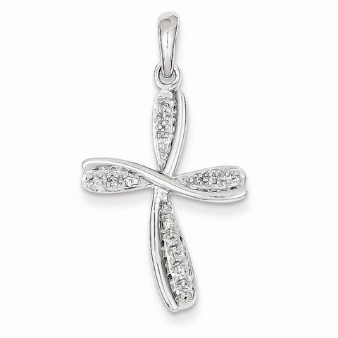 14k White Gold Diamond Cross pendant, Quality A (G-I Color, SI2 Clarity, 0.075 cttw), Adorable Pendants for Necklace