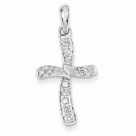 14k White Gold Diamond Cross Pendant, Quality A (G-I Color, SI2 Clarity, 0.127 cttw)