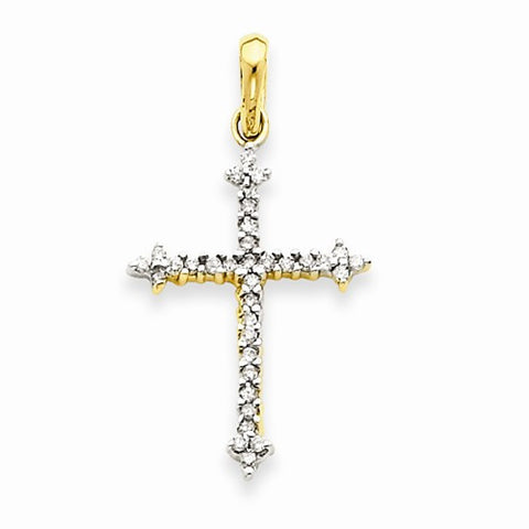 14k Gold Diamond Cross Pendant, Quality A (G-I Color, SI2 Clarity, 0.175 cttw)