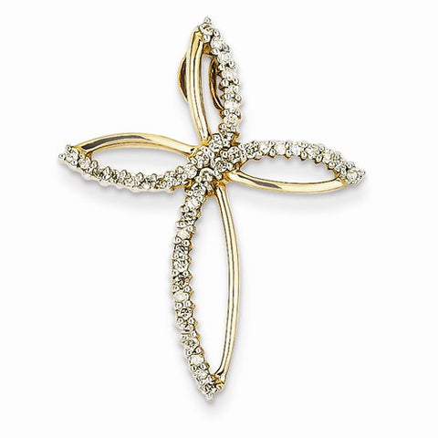14k Gold Diamond Cross Pendant, Quality A (G-I Color, SI2 Clarity, 0.26 cttw)