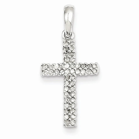 14k White Gold Diamond Cross Pendant, Quality A (G-I Color, SI2 Clarity, 0.265 cttw)