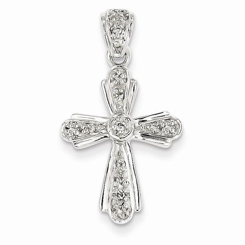 14k White Gold Diamond Cross pendant, Quality A (G-I Color, SI2 Clarity, 0.08 cttw), Dazzling Pendants for Necklace